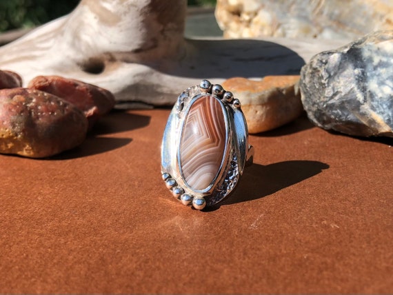 Sterling Silver Lake Superior Agate Ring