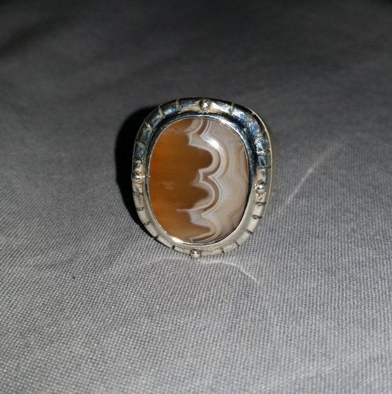 Orange and White Lake Superior Agate Men's Ring set in | Etsy