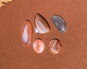 Lake Superior Agate Cabochons Odds and Ends Collection of five #TT