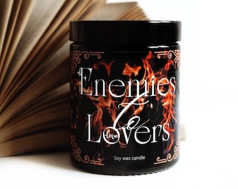 Enemies to Lovers | Scented bookish soy wax candle | Book tropes | Spicy books | Romantasy readers