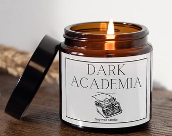 Dark Academia candle | Library scented soy wax candle | Moody minimalist book nook decor