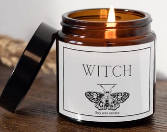 Witch candle | Juniper soy wax candle for book lovers | Witchy decor | Crisp fall scent