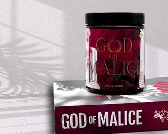 GOD OF MALICE | Legacy of Gods |Rinaverse | Book inspired soy wax candle | Dark romance