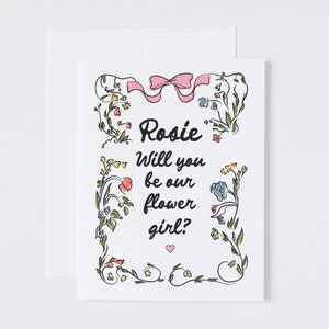 Personalized Flower Girl Proposal Card: Floral Bow Design