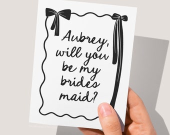 Personalized Bridesmaid Proposal Card: Hand-Drawn Bow Design