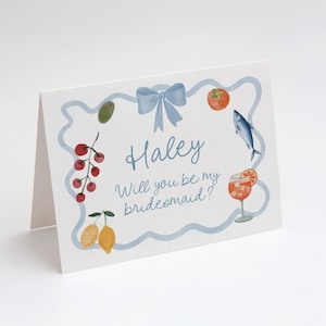 Italian Summer Bridesmaid proposal card, Be my Maid of Honor, Aesthetic, Printed Card