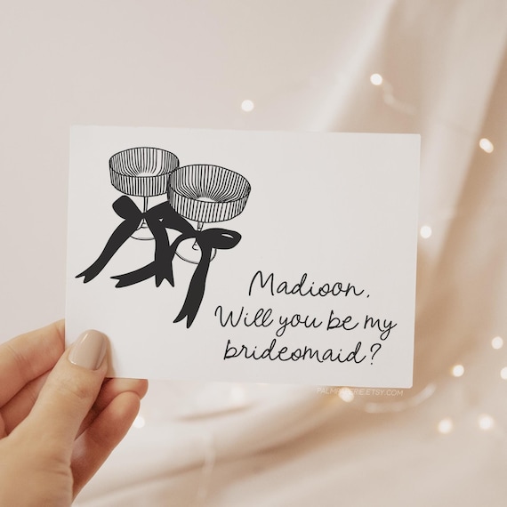Personalized Bridesmaid Proposal Card, Champagne Design, Maid Matron of Honor