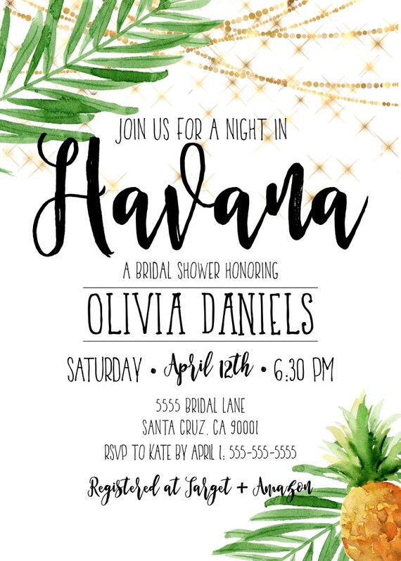 Havana Nights Invitation Cuban Party Cuba Miami Tropical Etsy