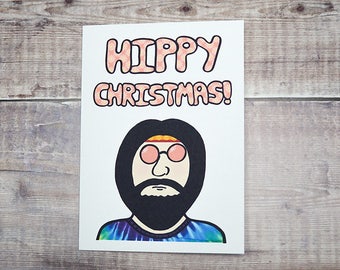 Hippy Christmas! Greetings Card | Illustrated & Funny Merry Christmas Card | UK Shop