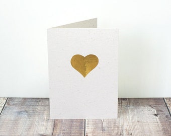 Shiny Gold LOVE HEART Card | Simple & Minimalist Valentine's Day Card | Classic Greetings Cards for Your Loved One | UK Shop