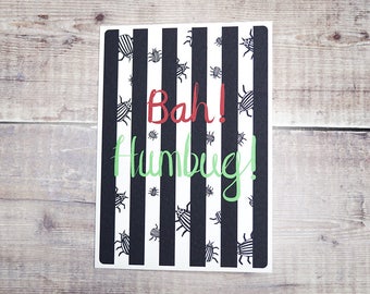 Bah! Humbug! Funny Christmas Card For Grumpy Sods | Illustrated Stripey Greetings Card