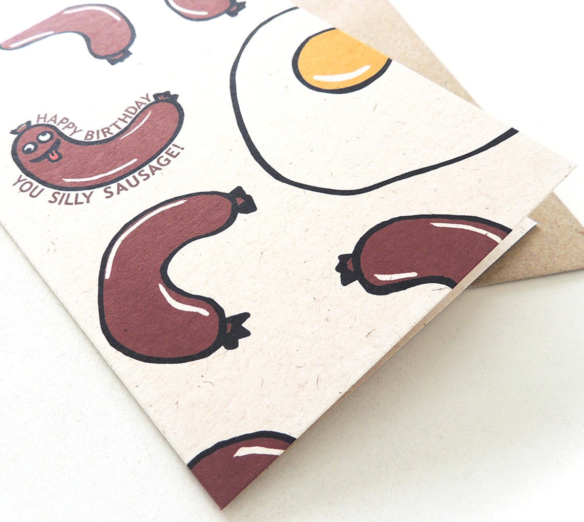 Silly Sausage Birthday Card Happy Birthday Greetings Card for Kids or