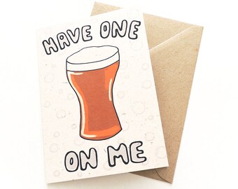 Beer Birthday Card for Men | Illustrated Congratulations or Happy Birthday Greetings Card for your Best Mate | UK