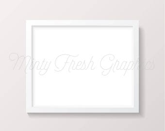 Frame Mockup - White Picture Frame - Poster Mock up - Horizontal - Poster Template - PSD - Vector AI EPS - Instant Download - Commercial Use