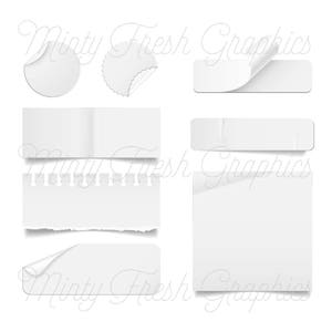 Note di carta Clipart - Clipart di adesivo di carta - carta digitale Clip Art - Vector & PNG Download istantaneo - Mockup - uso commerciale