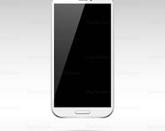 Smartphone Clipart - Silver Smartphone Clip Art - Blank Shiny Screen - PNG - Instant Download - Commercial Use