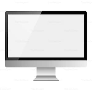 Monitor de la computadora plata de Mac maqueta - computadora de escritorio imágenes prediseñadas - Clip Art - pantalla en blanco - PNG - descarga inmediata - uso comercial