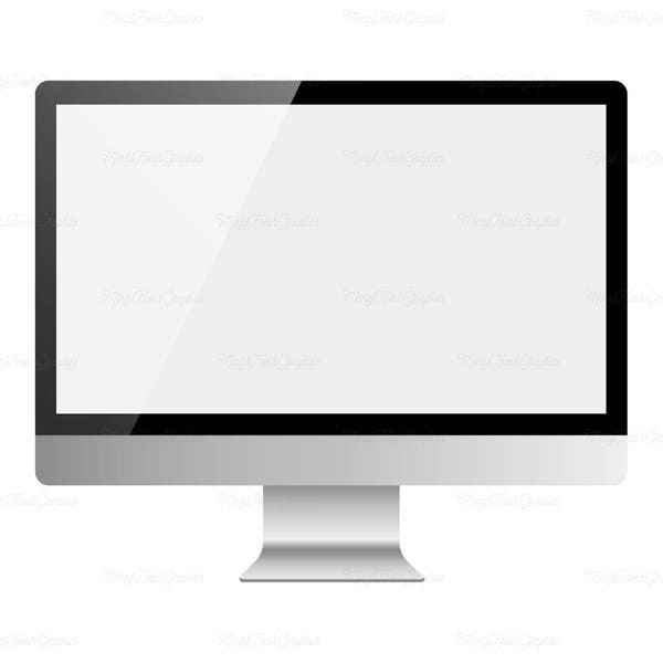 Mac Mockup - Desktop Computer Clipart - Silver Computer Monitor Clip Art - Blank Screen - PNG - Instant Download - Commercial Use