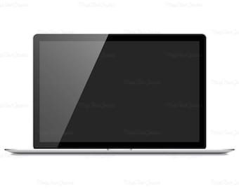 Macbook Pro - Laptop Computer Clipart - Silver Laptop Clip Art - Blank Screen - PNG psd ai jpg png - Instant Download - Commercial Use