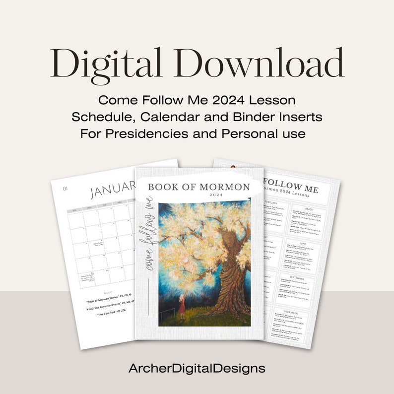 Come Follow Me 2024 Lesson Schedule, Calendar and Binder Inserts for