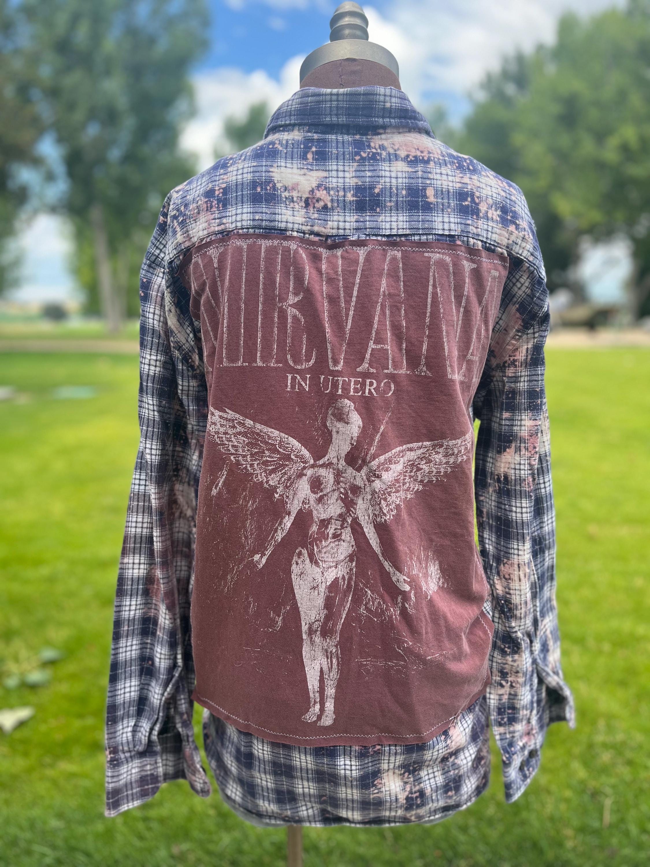 Reworked Bleached Flannel with Nirvana Graphic Size Men’s XXL