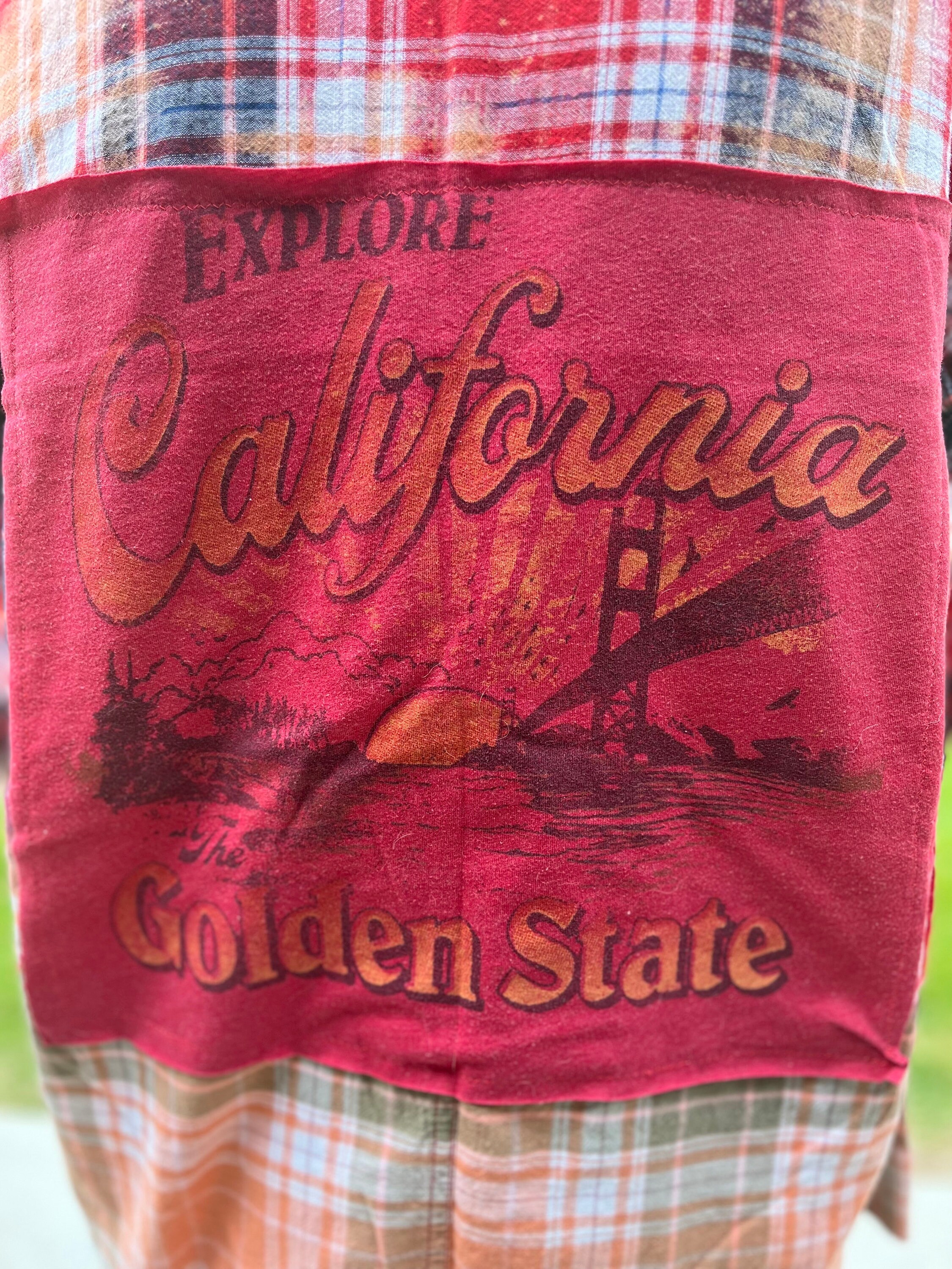 Upcycled Ombré Bleached Flannel With California Golden State - Etsy 