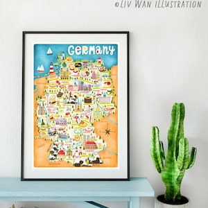 Deutschland Karte Poster - Deutschland Karte - Landkarte von Deutschland - Illustrierte Deutschlandkarte - Wandkunst - Wohnkultur - Wohngeschenk - Poster Geschenk