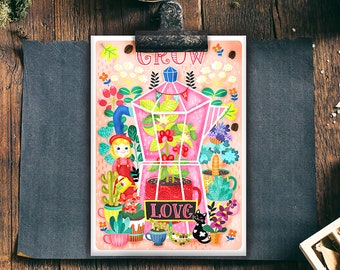 Grow Love Postcard. A6 Coffee Lovers series postcard