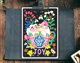 A Cup of Joy Magic Postcard. A6 Coffee Lovers series postcard