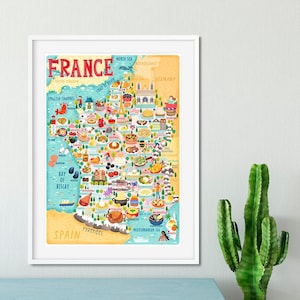 France Map Poster - France Map -  Map of France - Illustrated France Map - Wall Art - Home Decor - Home Gift - Poster Gift