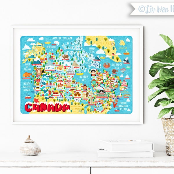 Canada Map Poster - Canada Map -  Map of Canada - Illustrated Canada Map - Wall Art - Home Decor - Home Gift - Poster Gift