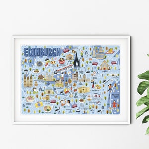 Poster carte d'Édimbourg - carte d'Édimbourg - carte d'Édimbourg - carte d'Édimbourg illustrée - art mural - décoration d'intérieur - cadeau pour la maison - cadeau poster