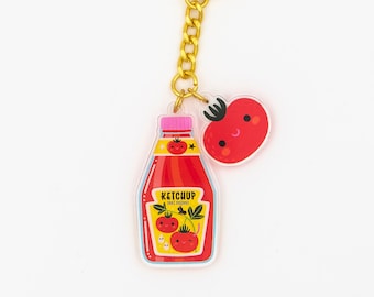 Ketchup keychain - Ketchup Gift - Kawaii Keychain - Kawaii Gift - Cute Keychain - Acrylic Keychain - Food Keychain