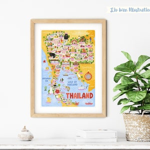 Thailand Karte Poster – Thailand Karte – Landkarte Thailand – Illustrierte Thailand Karte – Wandkunst – Wohnkultur – Home Geschenk – Poster Geschenk