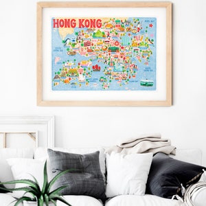 Hong Kong Map Poster Hong Kong Map Map of Hong Kong Illustrated Hong Kong Map Wall Art Home Decor Home Gift image 5