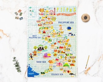 Philippines Map Puzzle - Map of Philippines - Philippines Map - Puzzle gift - Illustrated Philippines Map - 1000 piece jigsaw