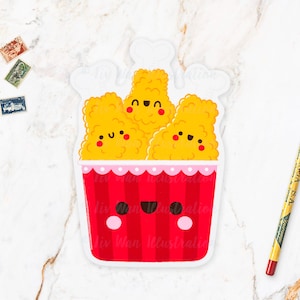Carte postale poulet frit - carte postale de nourriture - carte postale de restauration rapide - carte postale de nourriture kawaii - carte postale découpée, format A6