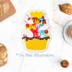 Carte postale crème glacée gaufre - Carte postale gaufre - Carte postale crème glacée - Cadeau crème glacée - Carte postale nourriture - Carte postale en forme - Cadeau nourriture