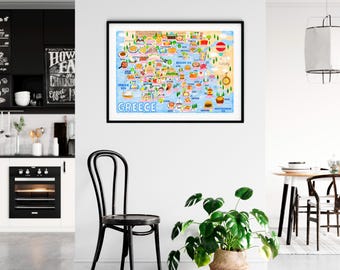 Greece Map Poster - Greece Map -  Map of Greece - Greece gift - Wall Art - Home Decor - Home Gift - Poster Gift - Free shipping
