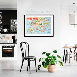 Hong Kong Map Poster Hong Kong Map Map of Hong Kong Illustrated Hong Kong Map Wall Art Home Decor Home Gift image 3