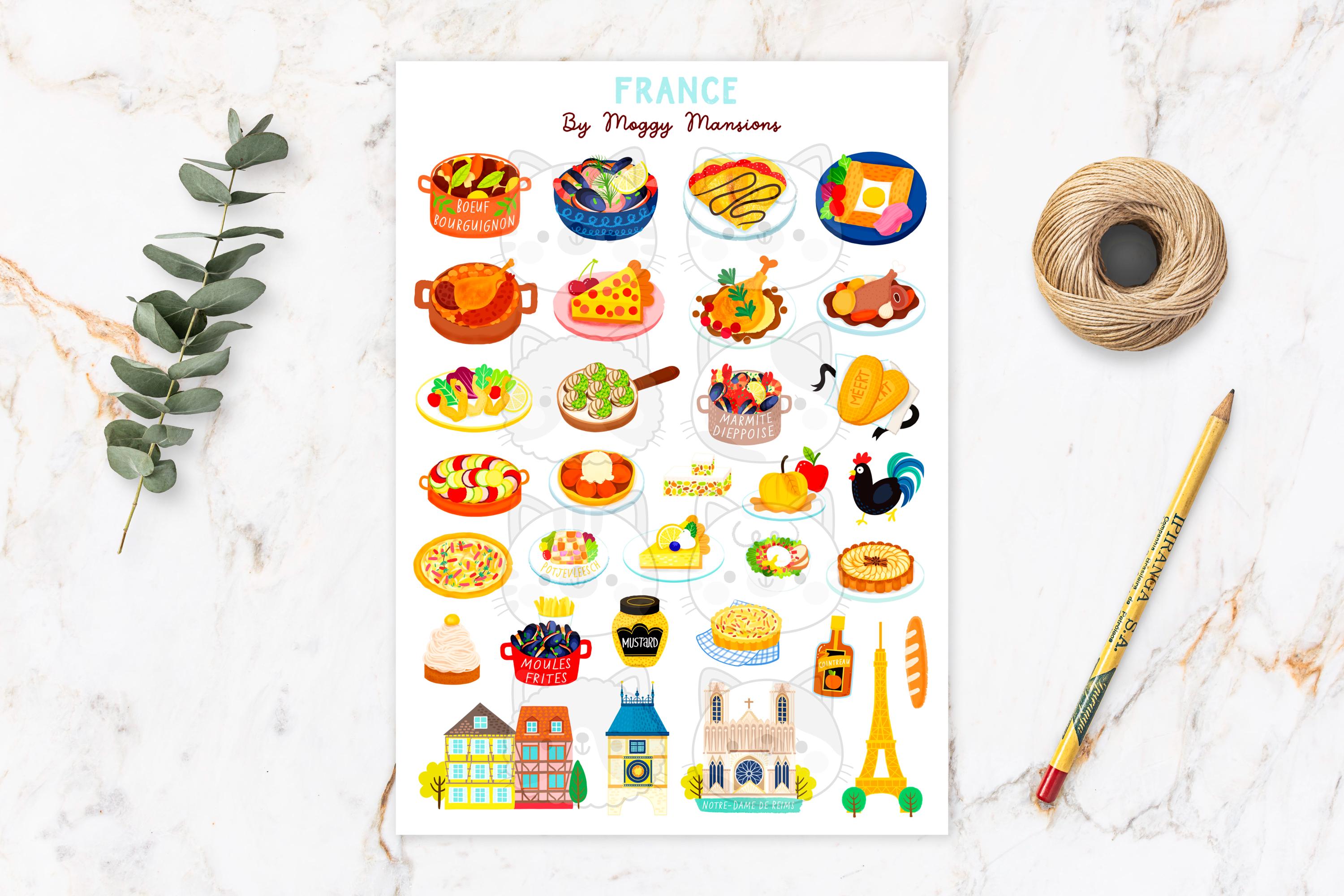 France Sticker Sheet - Country Sticker Sheet - Kawaii Stationary - 5x7 ...
