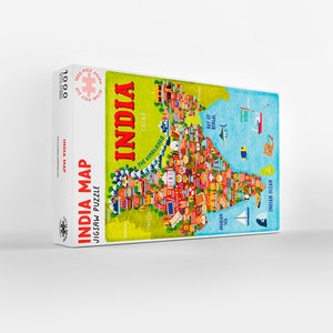 Legpuzzel met kaart van India. Premium handgemaakte puzzel van 1000 stukjes
