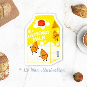 Carte postale au lait d'amande - Carte postale au lait - Carte postale alimentaire - Carte postale découpée - Carte postale en forme - Cadeau nourriture