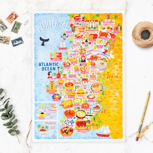 Portugal Map Puzzle - Map of Portugal - Portugal Map - Puzzle gift - Illustrated Portugal Map - 300 piece jigsaw