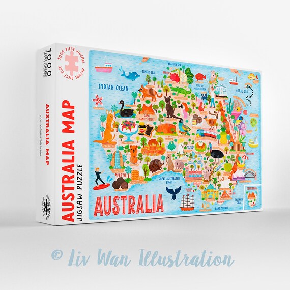ze Burgerschap Ieder Australië kaart puzzel. Premium handgemaakte puzzel van 1000 - Etsy België