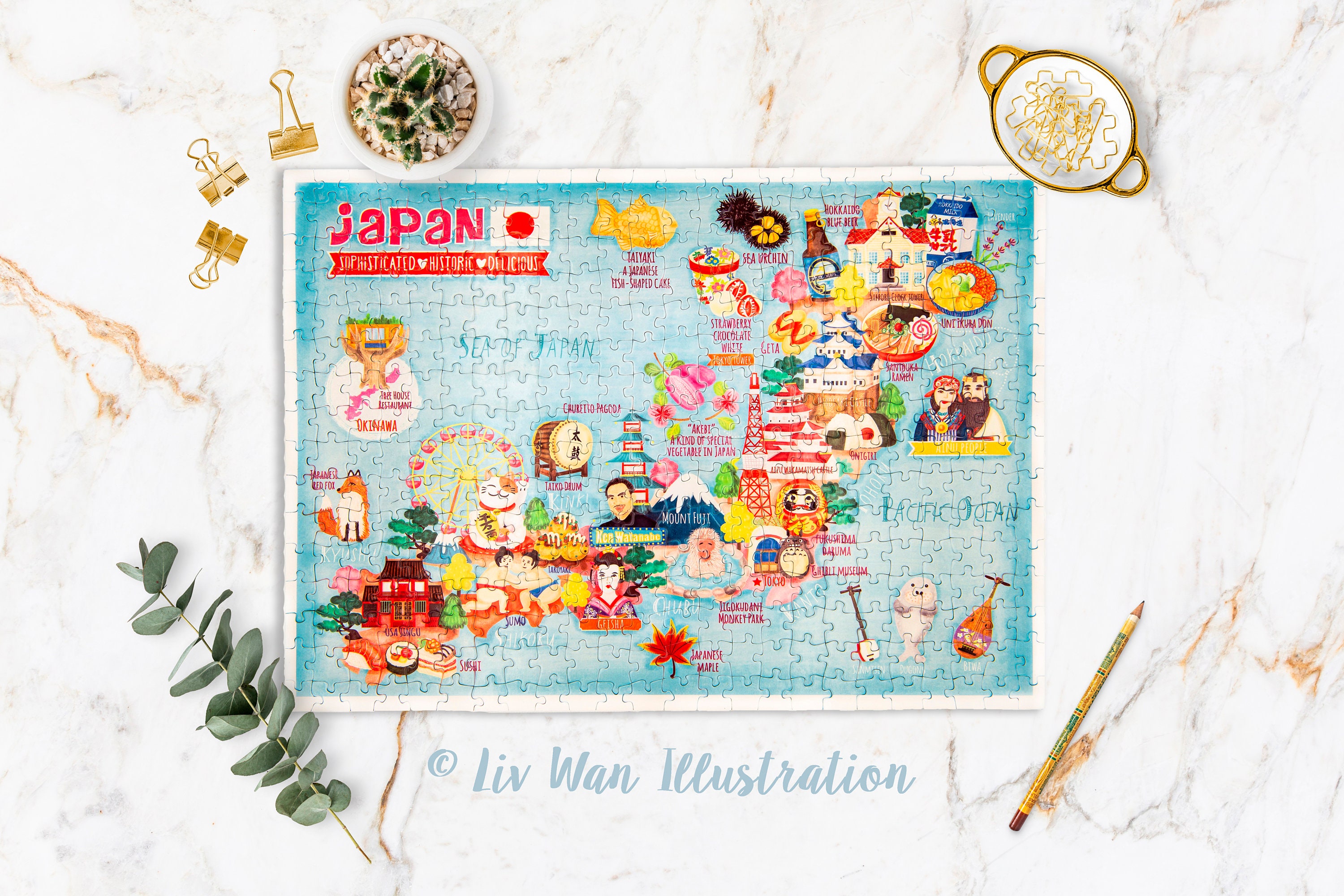 Japan Map Jigsaw Puzzle. Premium Hand Made 300 Piece 40x28cm Etsy