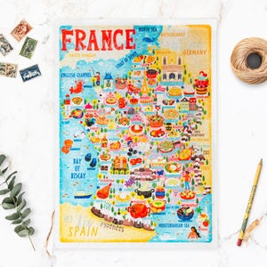 Frankreich Landkarte Puzzle - Landkarte von Frankreich - Frankreich Landkarte - Puzzle Geschenk - Illustrierte Frankreich Landkarte - 300 Teile Puzzle