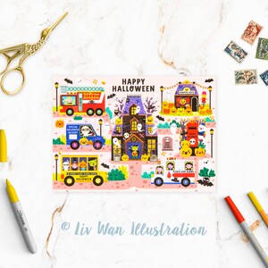 Fröhliche Halloween Postkarte. Lustige Halloween A6 Postkarte