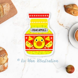 Guacamole Postcard - Food Postcard - Kitchen postcard - Food Illustration - Die Cut Postcard - Shaped Postcard - Food gift