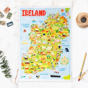 Puzzle Carte de l'Irlande - Carte de l'Irlande - Carte de l'Irlande - Cadeau puzzle - Carte de l'Irlande illustrée - Puzzle de 300 pièces
